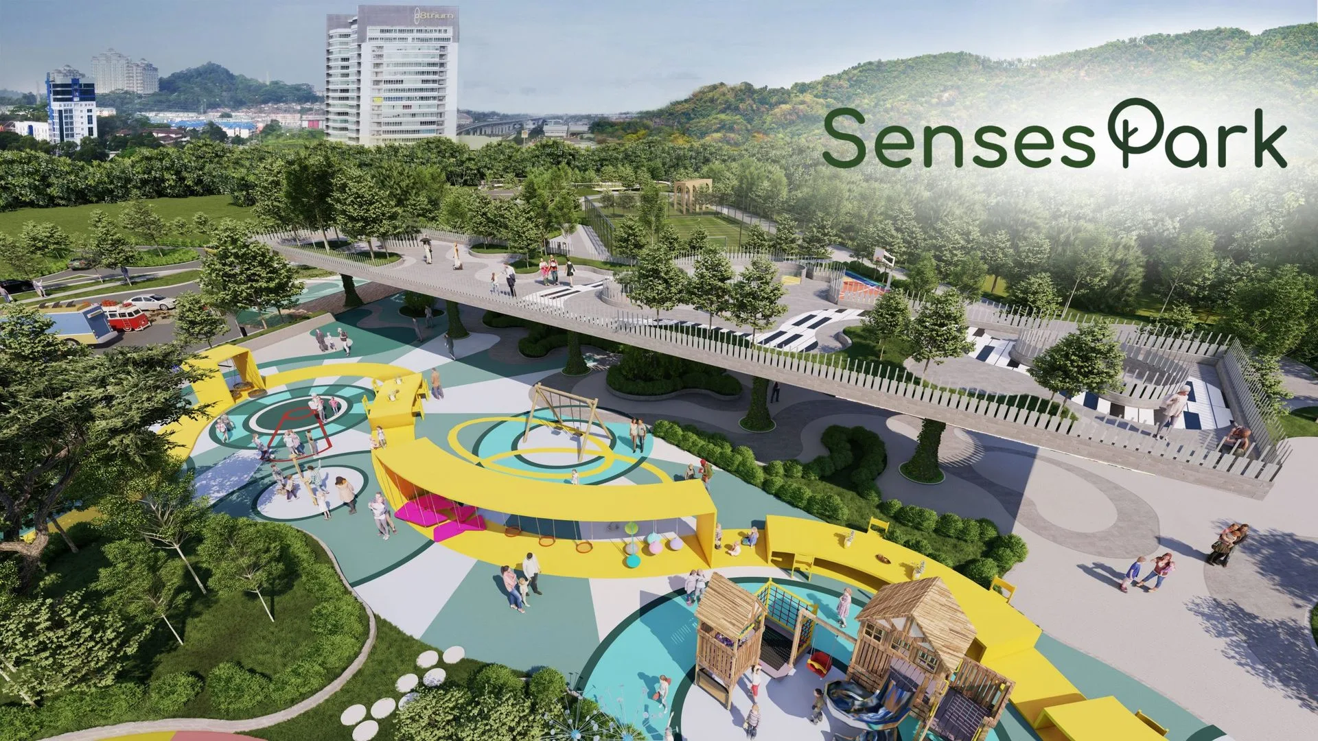Livista Bandar Sri Damansara A render of the Senses Park, showing a playground and elevated walkway. in Bandar Sri Damansara, Freehold property development, render