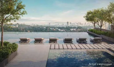 Parkside Residence Infinity pool with city view in Kuala Lumpur, Leasehold property development, render