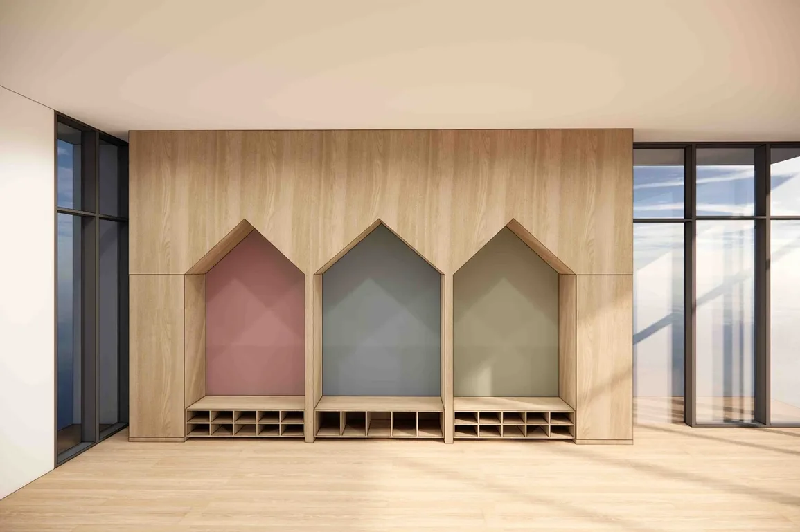 REN Residence Image shows a children's playroom with built-in house-shaped cubbies and storage. in Bukit Jalil, Leasehold property development, render