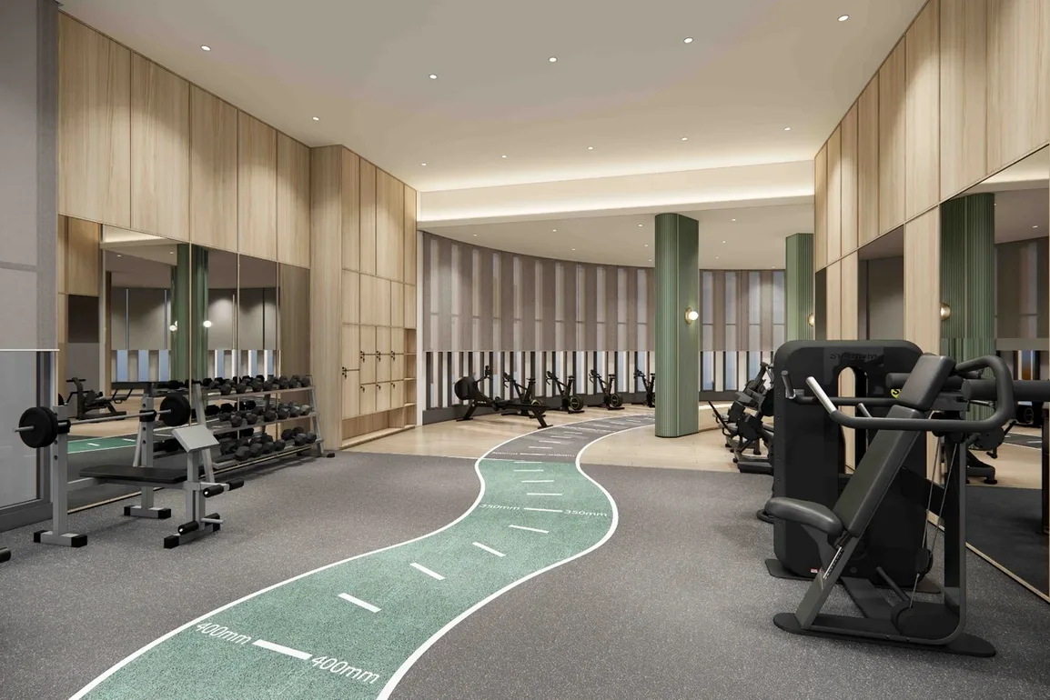 REN Residence The image shows the gym facility with various equipment and a running track. in Bukit Jalil, Leasehold property development, render